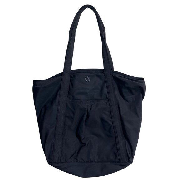 Lululemon Black Nylon Large Tote Bag With Double Handles And Front Pocket - Picture 1 of 8